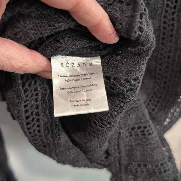 Sezane Black Lace Madeleine Ruffle Blouse - Picture 9 of 14